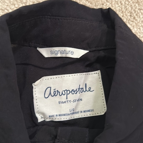 Aeropostale Signature Shimmer Button Up Shirt in Black - Picture 5 of 7